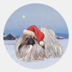 Adesivo Redondo Designs de Natal em Pekingese