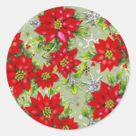 Adesivo Redondo Designs de pointsettia x-mas
