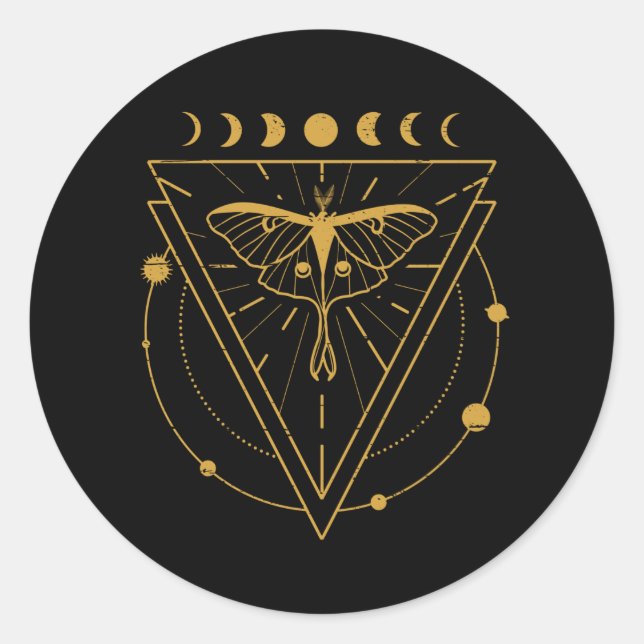 Adesivo Redondo Designs Místicos Luna Moth (Frente)