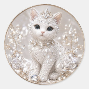 Adesivo Redondo Deslumbrante Princesa Diamante Gato   Luxo de Alta