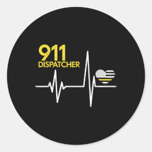 Adesivo Redondo Despachante 911 Coração Polícia Bandeira Fina Patr