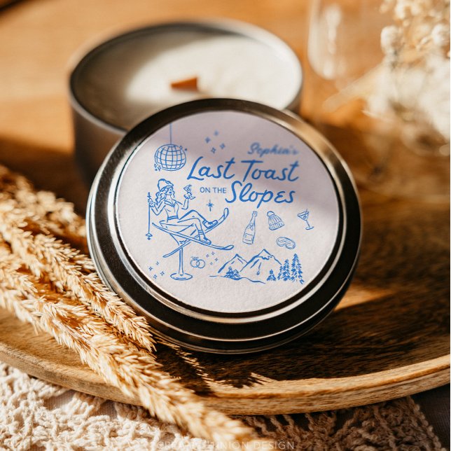 Adesivo Redondo Despedida de Solteira com Esqui Último Brinde nas  (Criador carregado)