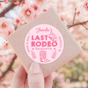 Adesivo Redondo Despedida de Solteira Cowgirl Rosa Último Rodeio