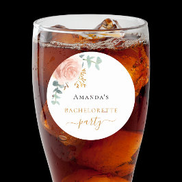 Adesivo Redondo Despedida de solteira rosa ouro floral eucalipto