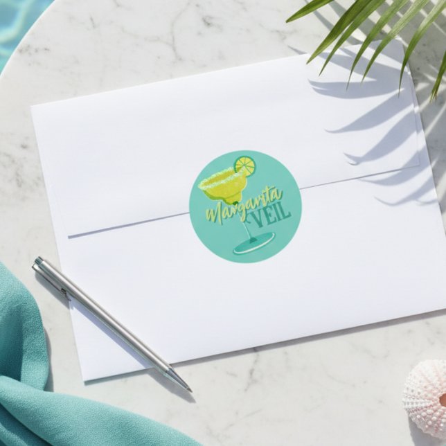 Adesivo Redondo Despedida de Solteira Véu de Margarita (Margarita Veil Bachelorette Party Classic Round Sticker)