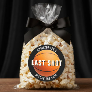 Adesivo Redondo Despedida de Solteiro de Basquete Último Tiro Ante