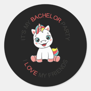 Adesivo Redondo Despedida de Solteiro Divertida Masculina Unicórni