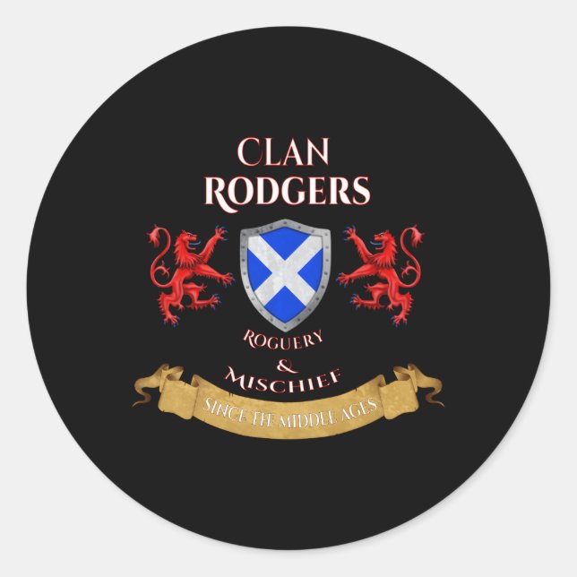 Adesivo Redondo Despedimento da Idade Média do Clã Familiar escocê (Frente)