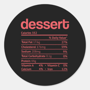 Adesivo Redondo Dessert Nutrition Fact Engraçado Ação de Graças Ch