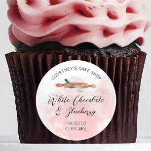 Adesivo Redondo Desserts cupcakes Escamoteando Cor de Água Rosa Ch