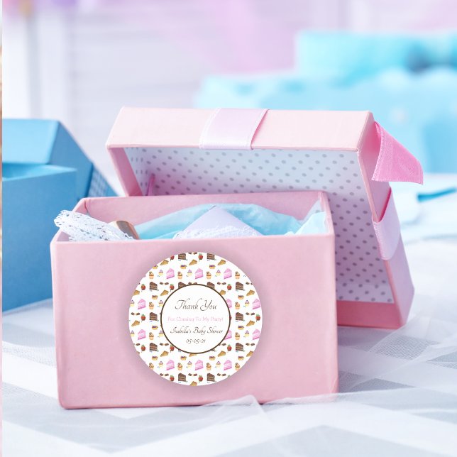 Adesivo Redondo Desserts De Aquarela Para Chá de fraldas Obrigado (Criador carregado)