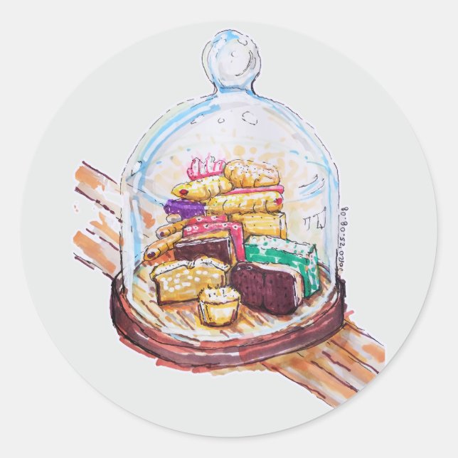 Adesivo Redondo Desserts Sob Cama De Vidro (Frente)