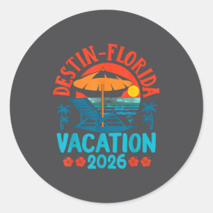 Adesivo Redondo Destin Flórida 2026 Férias em Família Praia Verão