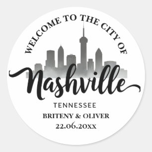 Adesivo Redondo Destino Casamento Nashville Tennessee Skyline