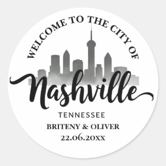 Adesivo Redondo Destino Casamento Nashville Tennessee Skyline