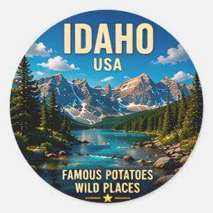 Adesivo Redondo Destino de Viagem Idaho Alpine Wilderness 🟡