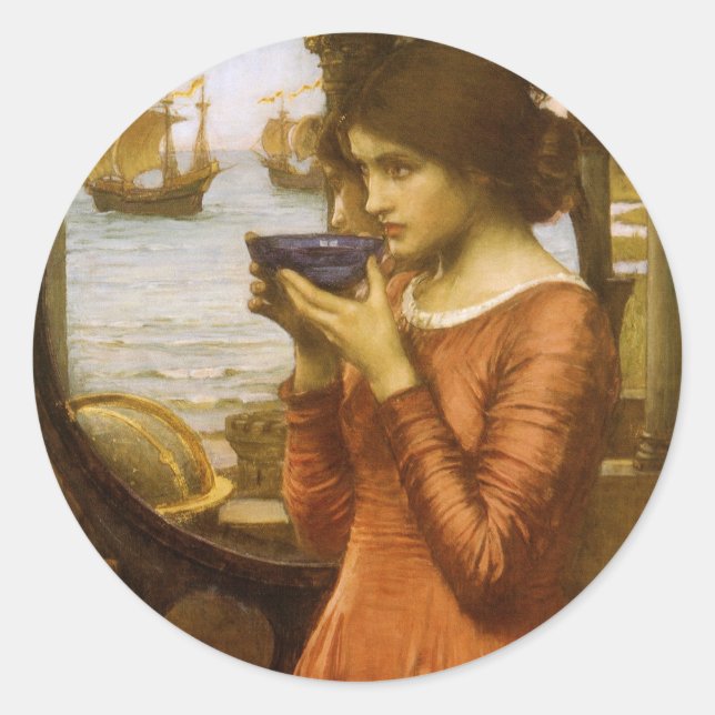 Adesivo Redondo Destino por John William Waterhouse (Frente)