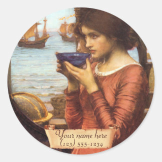 Adesivo Redondo Destiny J. W. Waterhouse Pre Raphaelite Bookplate