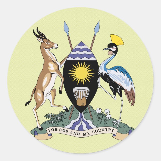 Adesivo Redondo Detalhe da brasão de Uganda (Frente)