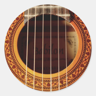 Adesivo Redondo Detalhe da Guitarra Acústica