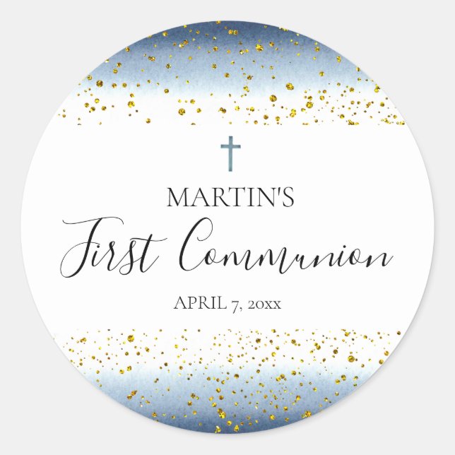 Adesivo Redondo detalhes da aquarela e da folha FAUX Primeira comu (Frente)