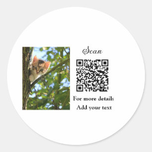 Adesivo Redondo Detalhes simples do nome do animal QR código adici