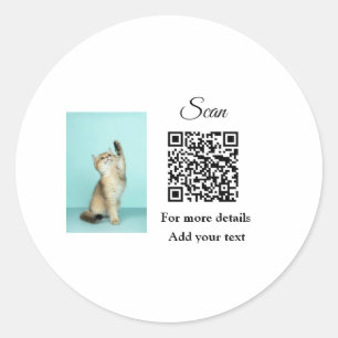 Adesivo Redondo Detalhes simples do nome do animal QR código adici