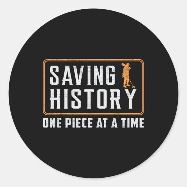 Adesivo Redondo Detector Detector de Metal Detectando Ideia de Pre (Frente)