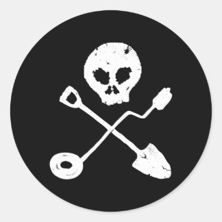 Adesivo Redondo Detectorist Skull - Sondengänger crânio