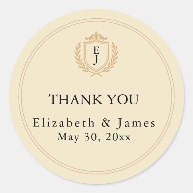 Adesivo Redondo Detenção Elegante De Dinheiro Antigo - Casamento D (Frente)