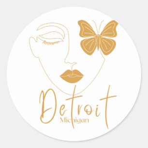 Adesivo Redondo Detroit Butterfly Face