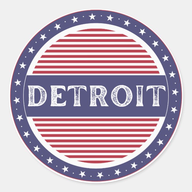 Adesivo Redondo Detroit City Pride Emblem – American Identity (Frente)