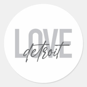Adesivo Redondo Detroit de amor moderno, simples, legal, design ur