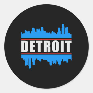 Adesivo Redondo Detroit USA City Cityscape Skyline Trip Funny Gift