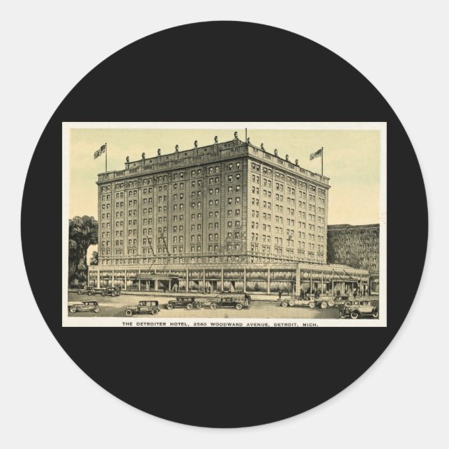 Adesivo Redondo Detroiter Hotel Woodward Ave, Detroit, Michigan (Frente)