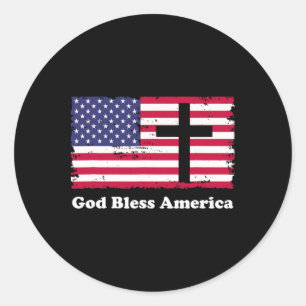 Adesivo Redondo Deus Abençoe a Bandeira Patriótica Americana Com C