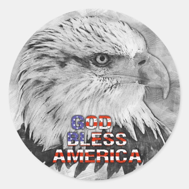 Adesivo Redondo Deus abençoe America Eagle Sticker (Frente)