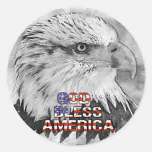 Adesivo Redondo Deus abençoe America Eagle Sticker