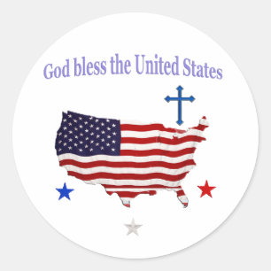 Adesivo Redondo deus abençoe dos Estados Unidos