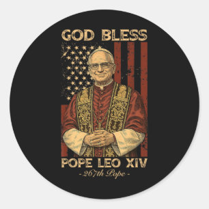 Adesivo Redondo Deus abençoe Leo Xiv Robert Francis Prevost Amer