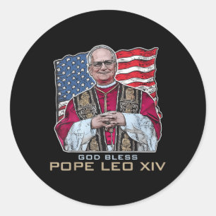 Adesivo Redondo Deus abençoe Leo Xiv Robert New Pope Retro Ameri