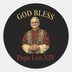 Adesivo Redondo Deus abençoe Novo Papa Leo Xiv Igreja Católica Fé