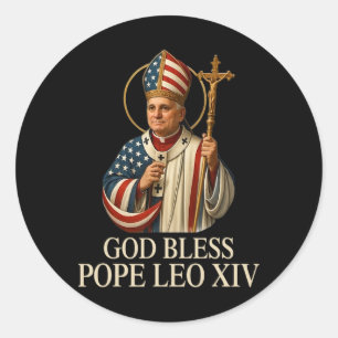 Adesivo Redondo Deus abençoe Novo Papa Leo Xiv Igreja Católica Fé 
