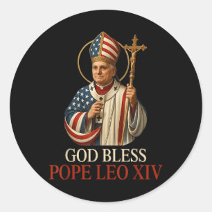 Adesivo Redondo Deus abençoe Novo Papa Leo Xiv Igreja Católica Fé