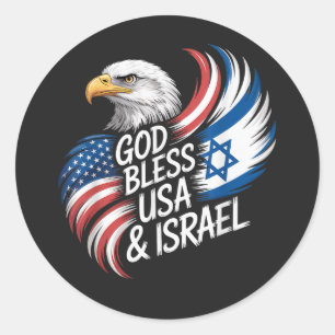 Adesivo Redondo Deus Abençoe os EUA Israel