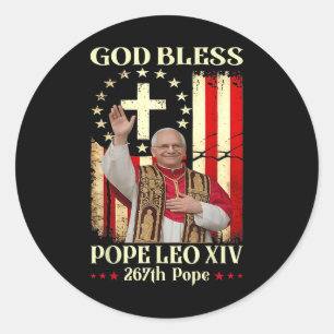 Adesivo Redondo Deus abençoe Papa Leo Xiv