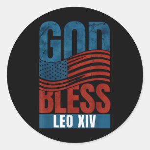 Adesivo Redondo Deus abençoe Papa Leo Xiv Bandeira Patriótica Dos 