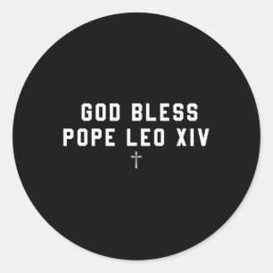 Adesivo Redondo Deus abençoe Papa Leo Xiv, Cristão, Dizendo Homens
