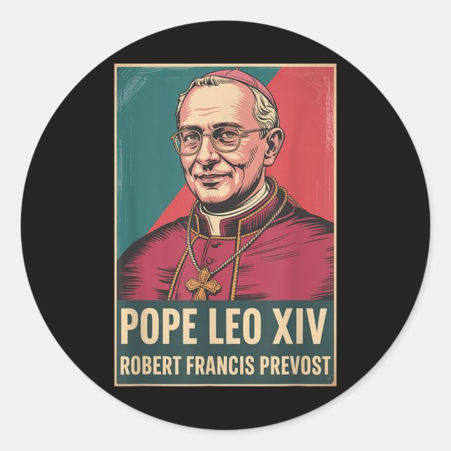 Adesivo Redondo Deus abençoe Papa Leo Xiv Papa Leo Xiv Papa Camisa (Frente)