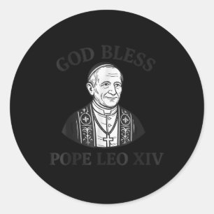 Adesivo Redondo Deus abençoe Papa Leo Xiv Tee Bless Papa Leo Xiv